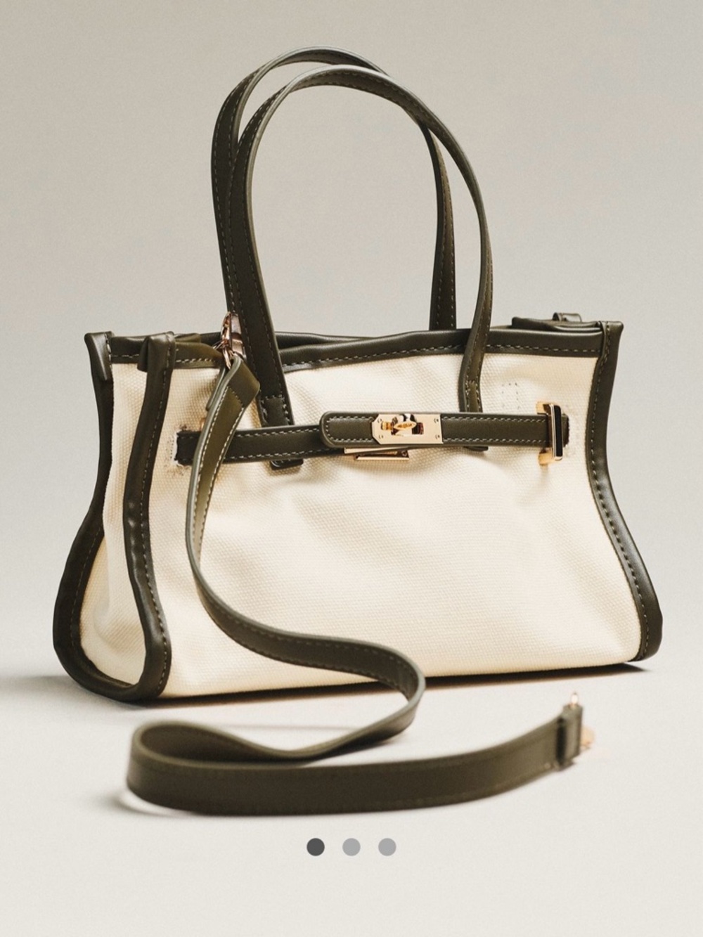 Anthropologie Faux Leather Trim Belted Canvas Mini boatkin bag Tote